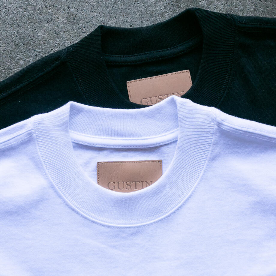 gustin vintage heavyweight box t-shirt 2 pack - white & black