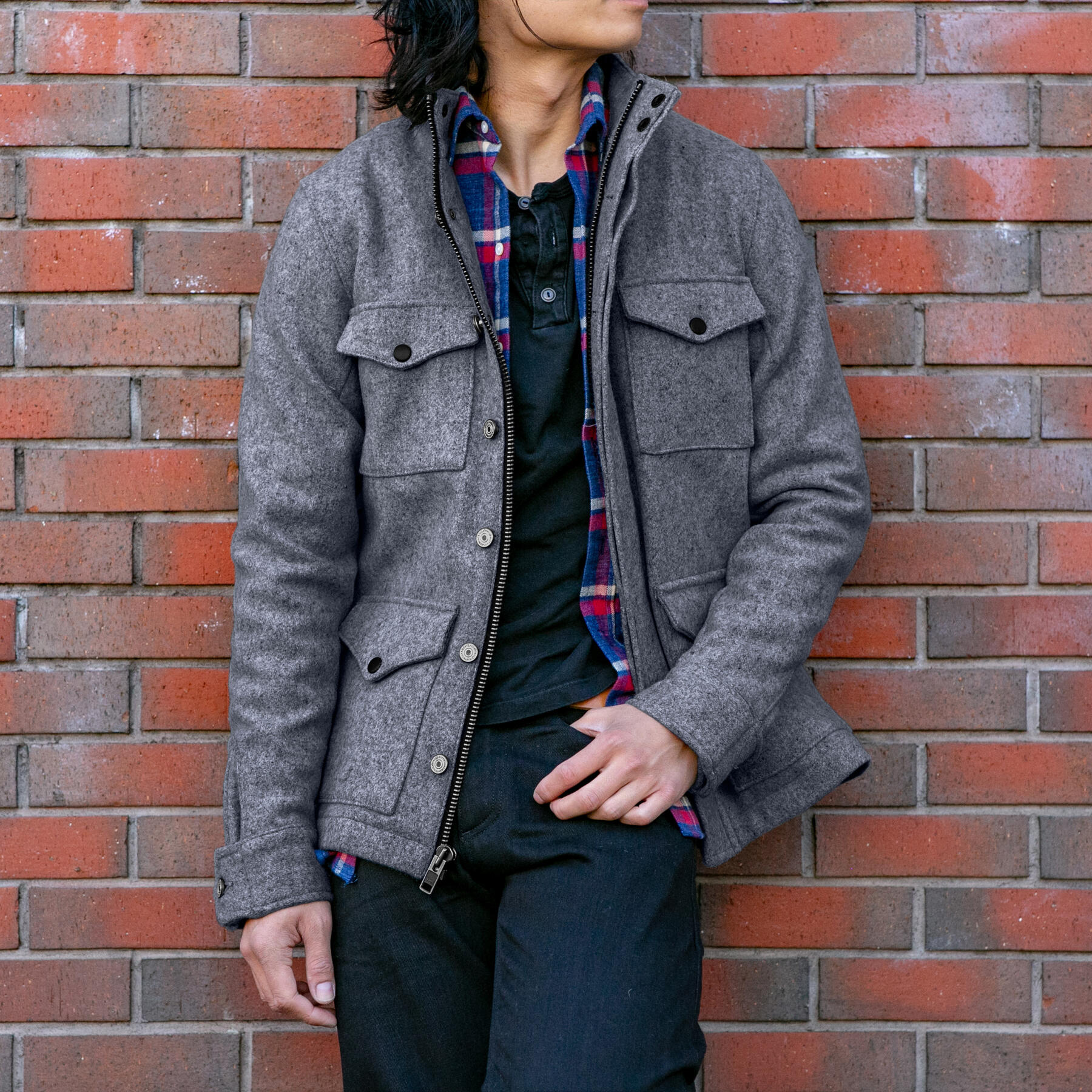 gustin charcoal wool field jacket