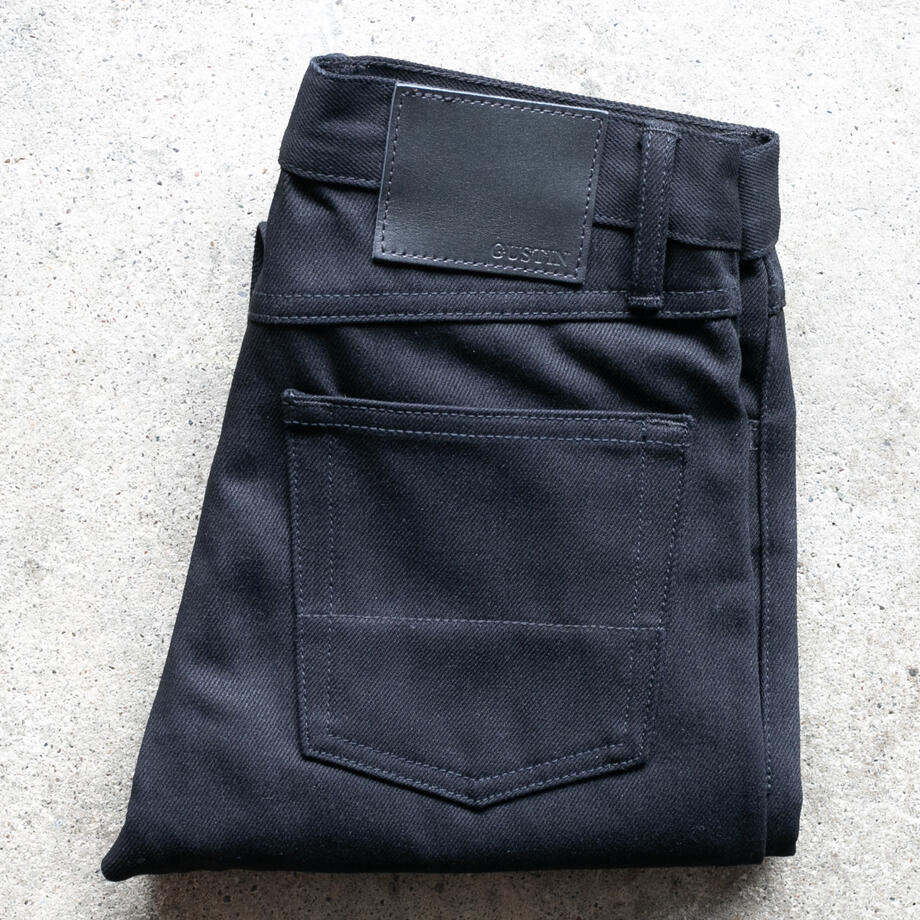 gustin #477 cone mills heavy denim - black x black