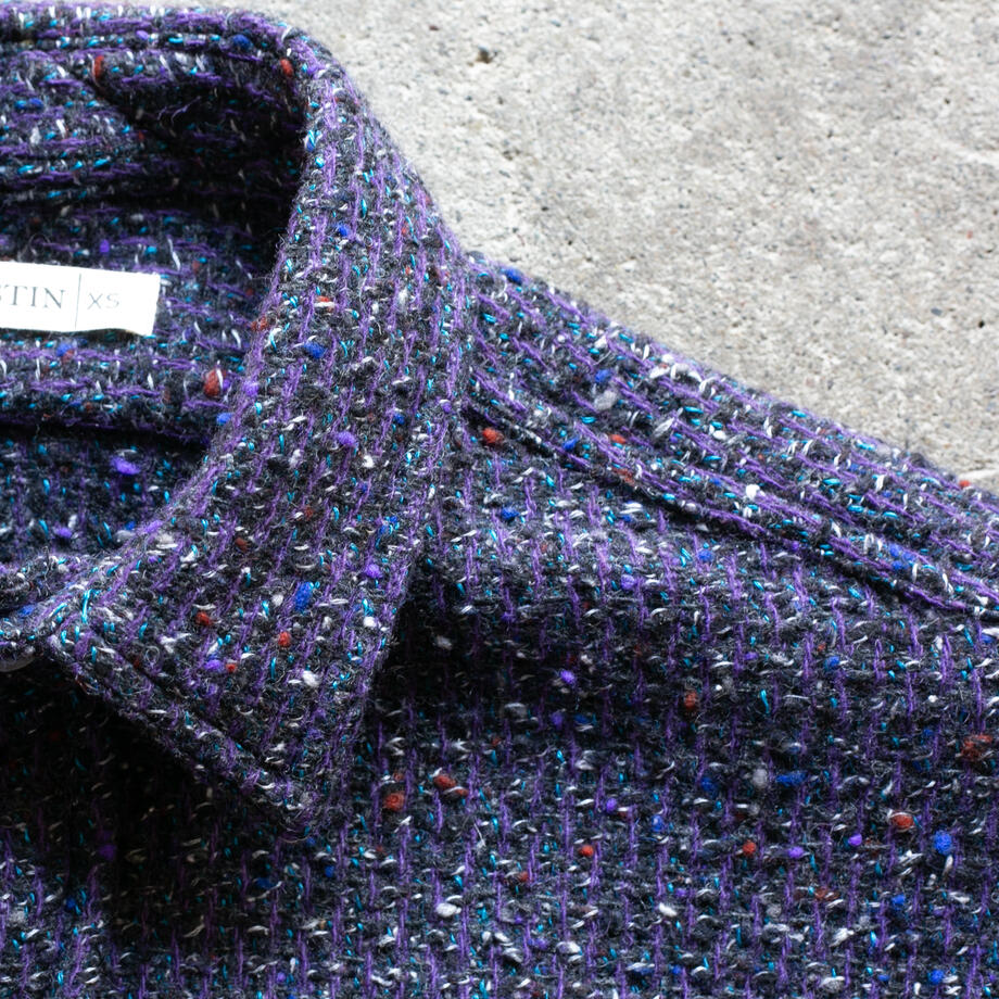 gustin #1314 japan rustic rope shirt - purple shadow