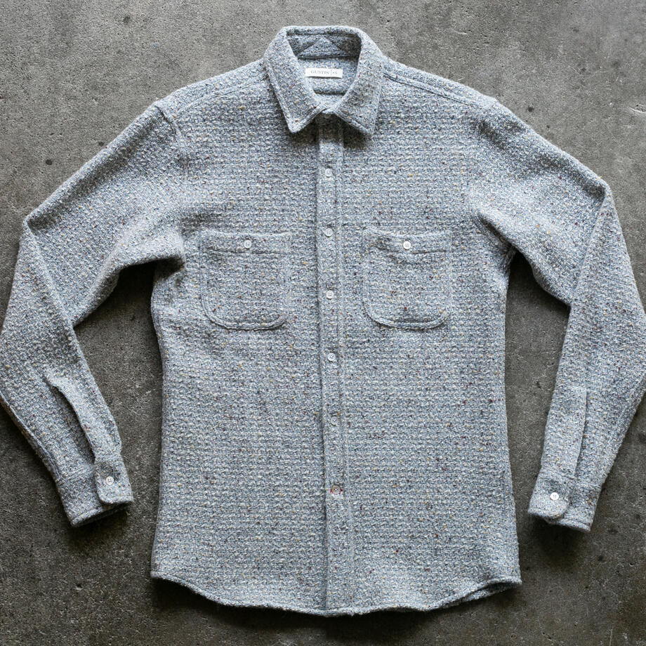 gustin #1313 japan rustic rope shirt - sky