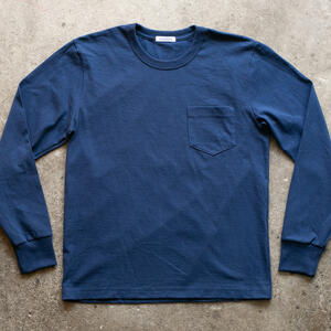 gustin american heavy long sleeve pocket t-shirt - navy
