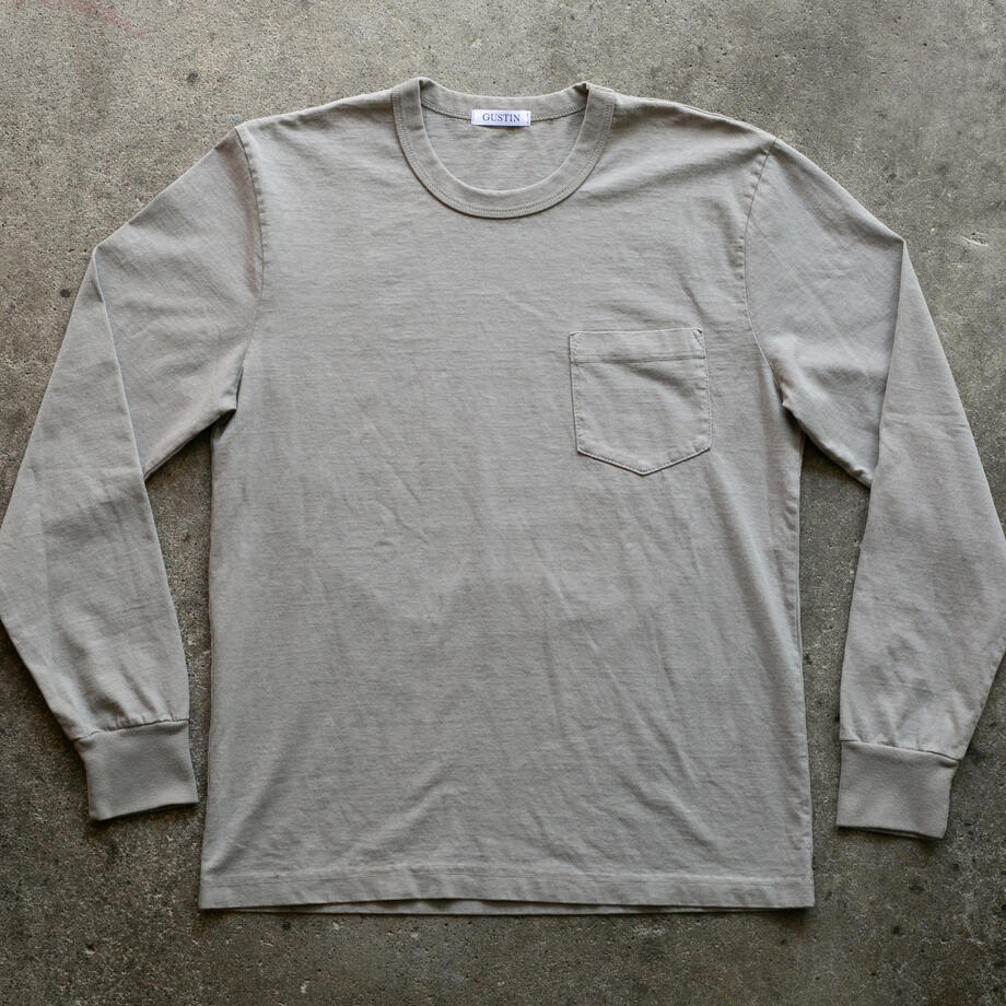 gustin american heavy long sleeve pocket t-shirt - grey green