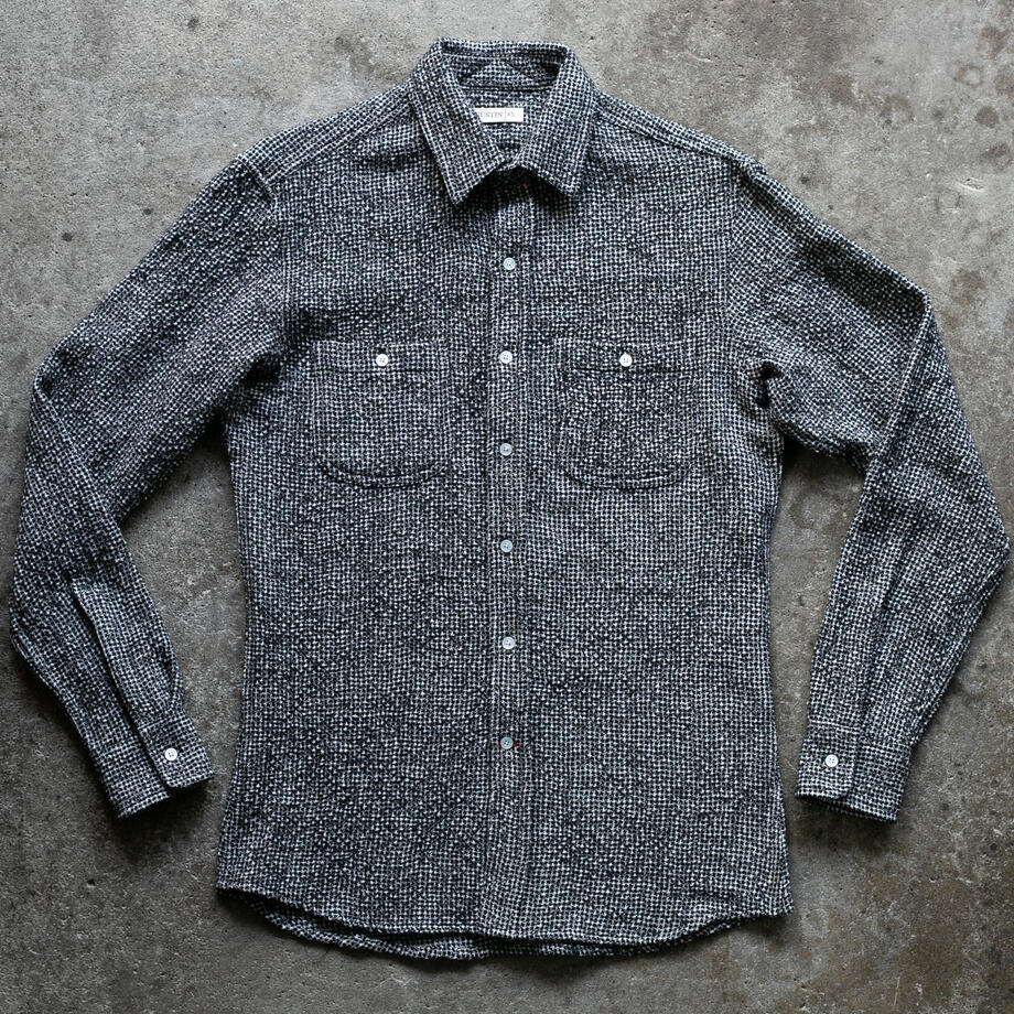 gustin #1323 japan rustic gauze houndstooth - salt & pepper