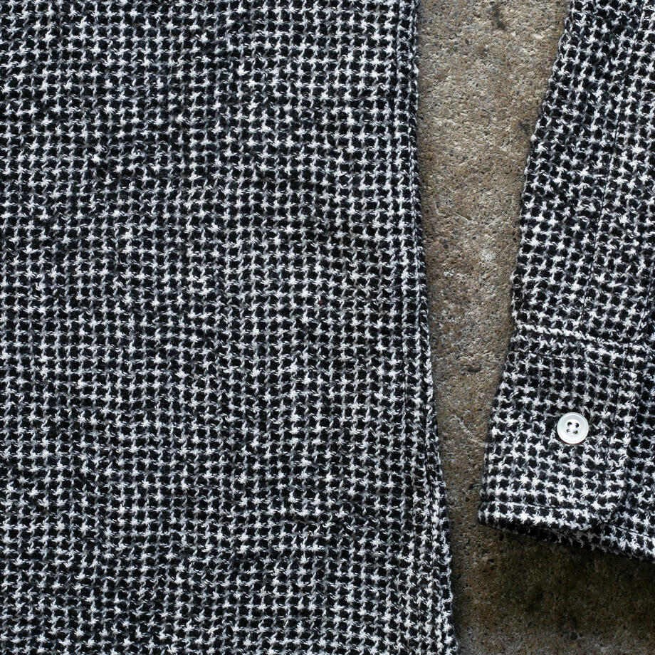 gustin #1323 japan rustic gauze houndstooth - salt & pepper