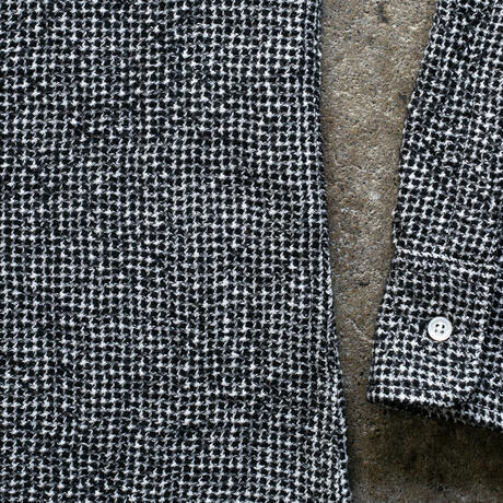 gustin #1323 japan rustic gauze houndstooth - salt & pepper