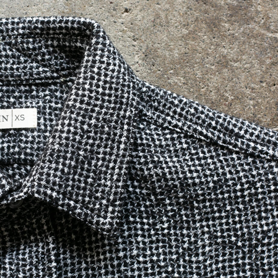 gustin #1323 japan rustic gauze houndstooth - salt & pepper