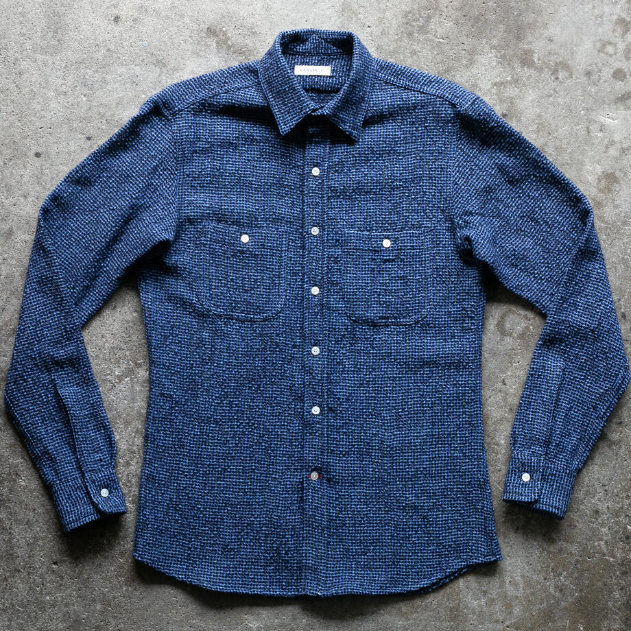 gustin #1321 japan rustic gauze houndstooth - ocean