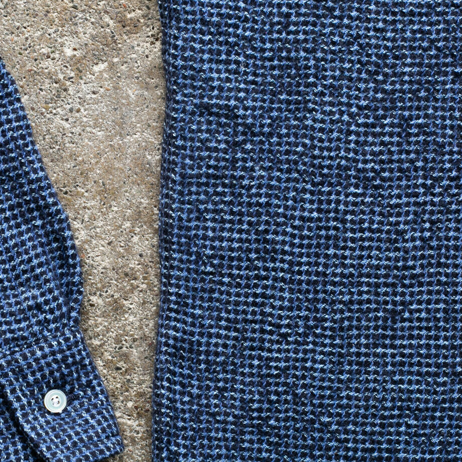 gustin #1321 japan rustic gauze houndstooth - ocean