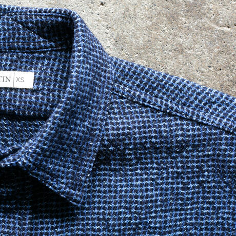 gustin #1321 japan rustic gauze houndstooth - ocean