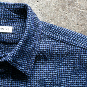 gustin #1321 japan rustic gauze houndstooth - ocean