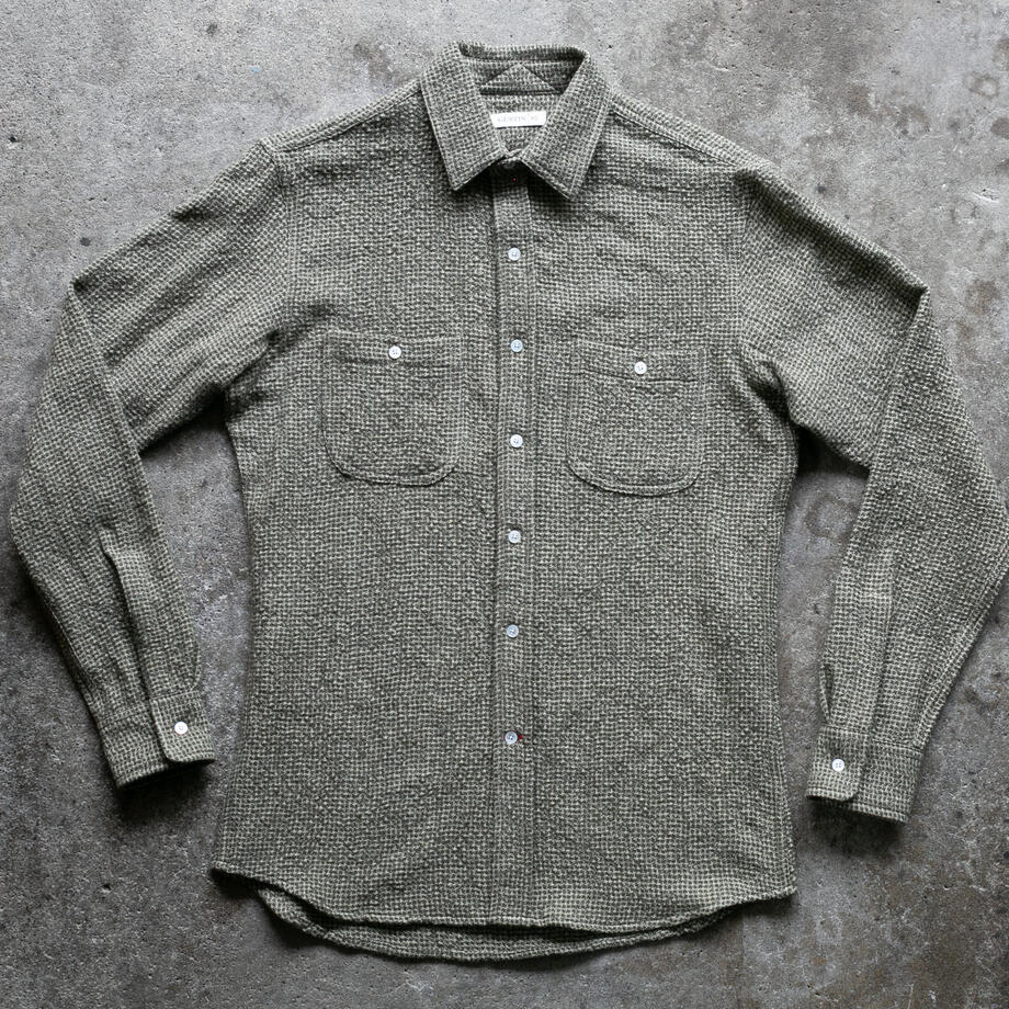 gustin #1320 japan rustic gauze houndstooth - olive