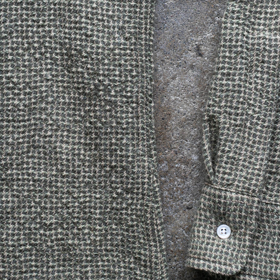 gustin #1320 japan rustic gauze houndstooth - olive