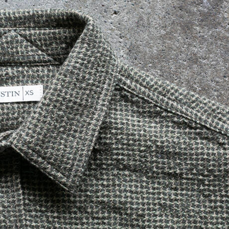 gustin #1320 japan rustic gauze houndstooth - olive