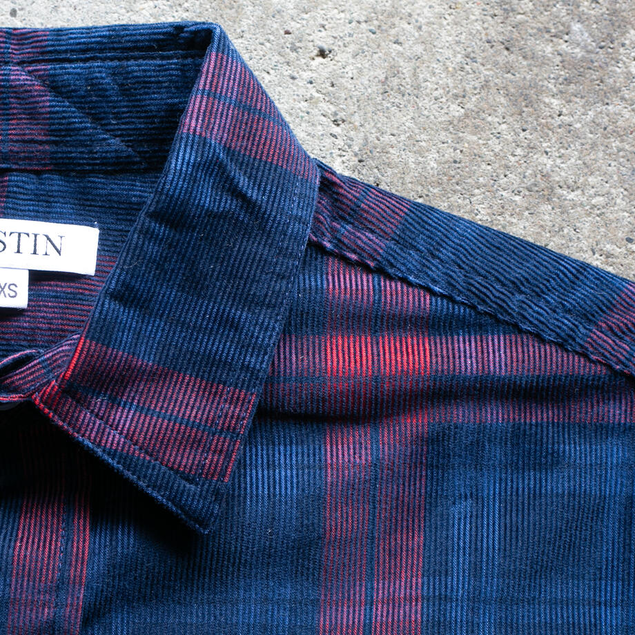 gustin #1324 corduroy shadow plaid - blue ember