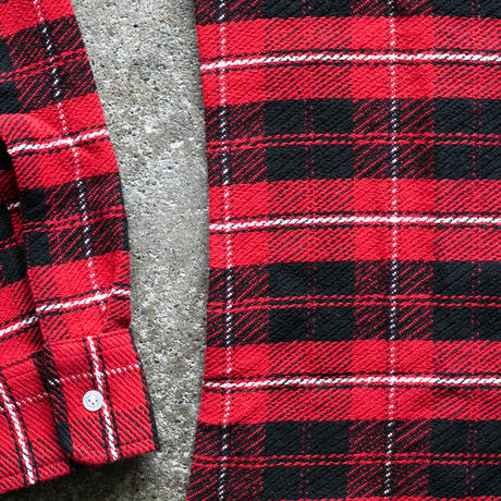 gustin #1318 retro loose weave plaid - red black