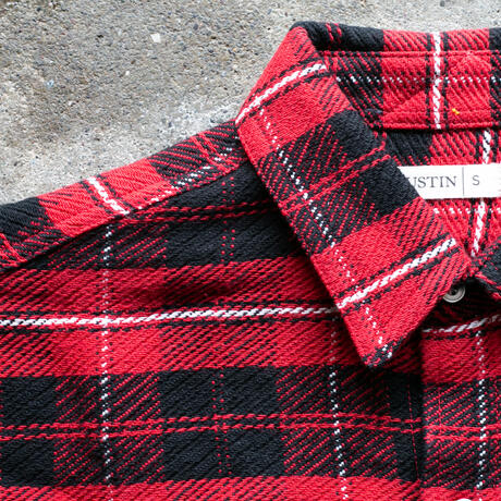 gustin #1318 retro loose weave plaid - red black