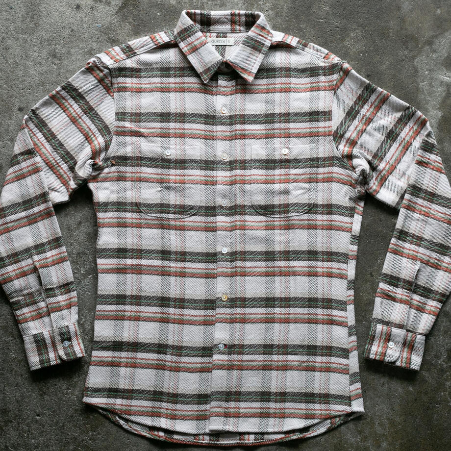 gustin #1317 retro loose weave plaid - cream rust