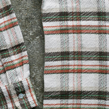 gustin #1317 retro loose weave plaid - cream rust