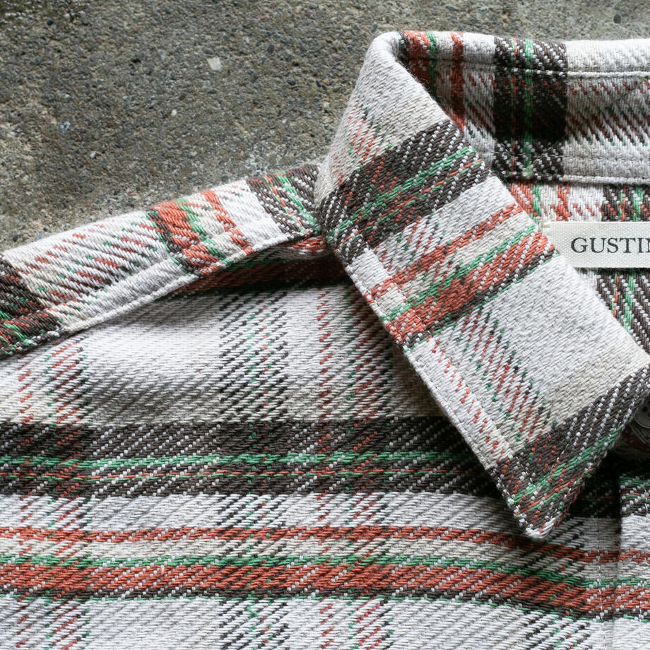 gustin #1317 retro loose weave plaid - cream rust