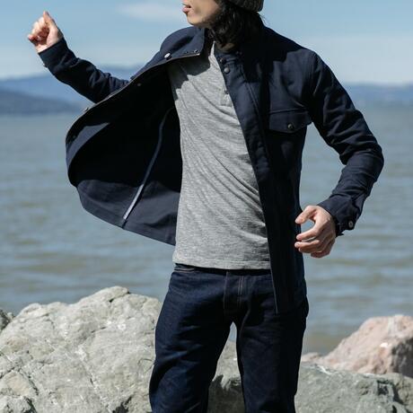gustin moleskin field jacket - navy
