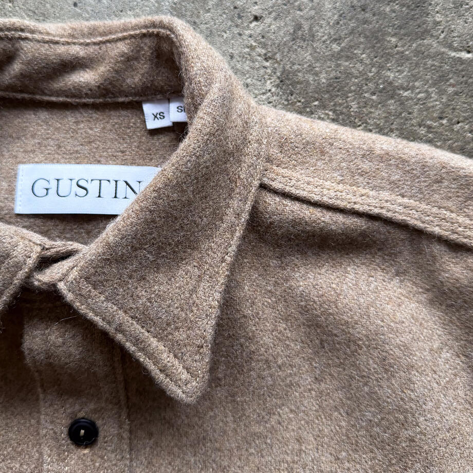 gustin #188 japan rustic wool workshirt - wheat