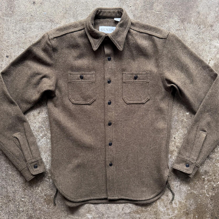 gustin #189 japan rustic wool workshirt - oak