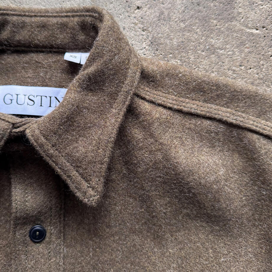 gustin #189 japan rustic wool workshirt - oak