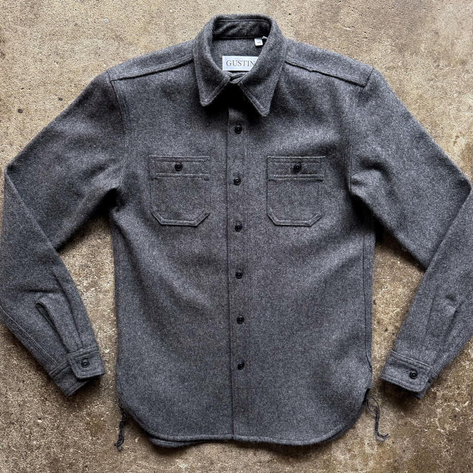gustin #190 japan rustic wool workshirt - charcoal