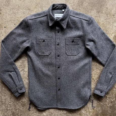 gustin #190 japan rustic wool workshirt - charcoal