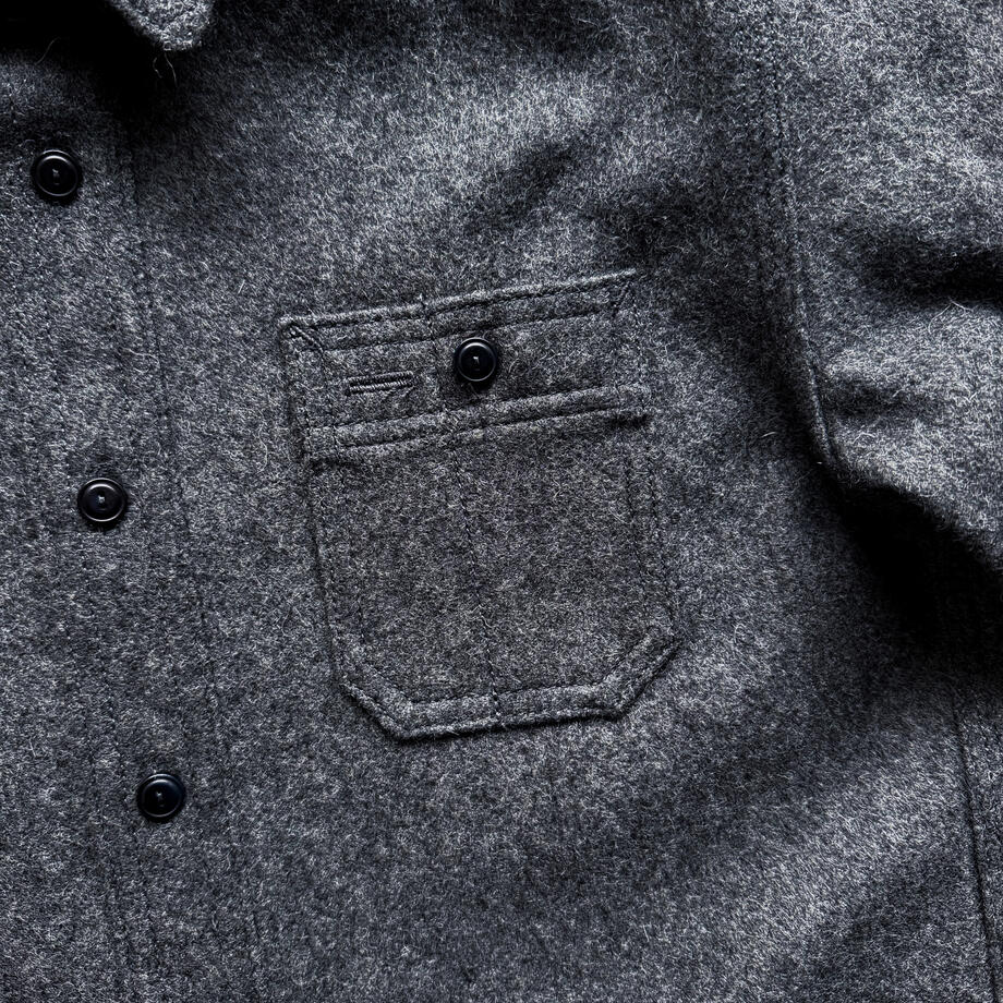 gustin #190 japan rustic wool workshirt - charcoal