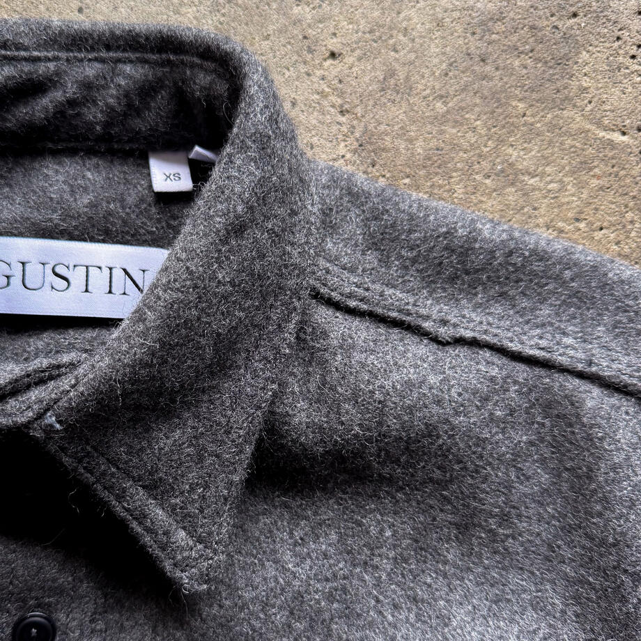 gustin #190 japan rustic wool workshirt - charcoal
