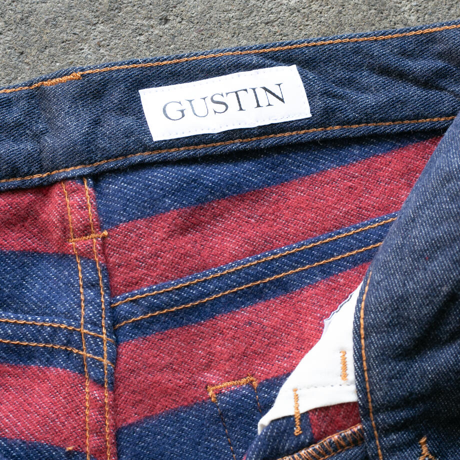 gustin #484 japan double flannel denim - blue red