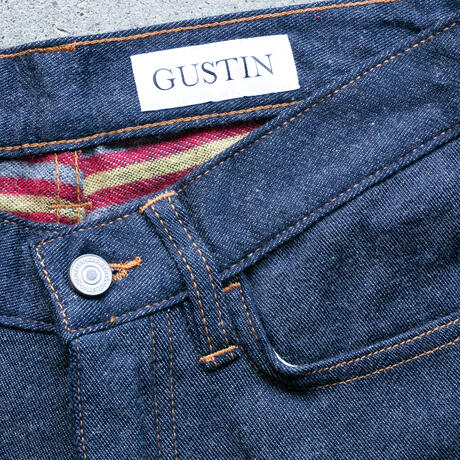 gustin #455 japan double flannel denim - yellow red grey
