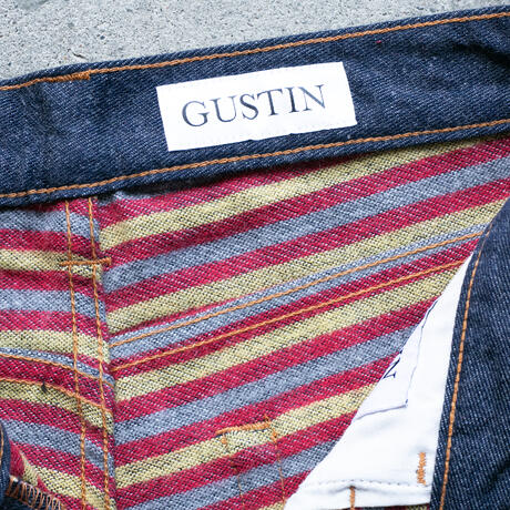gustin #455 japan double flannel denim - yellow red grey