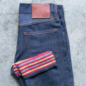 gustin #455 japan double flannel denim - yellow red grey