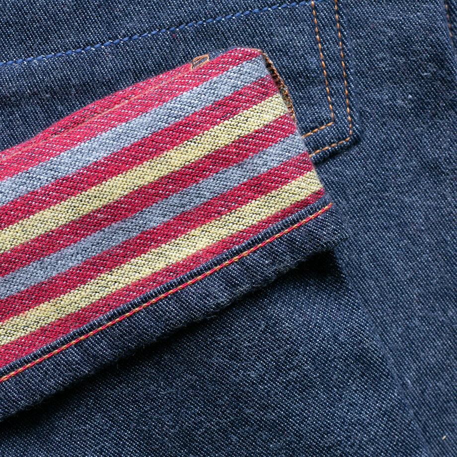 gustin #455 japan double flannel denim - yellow red grey