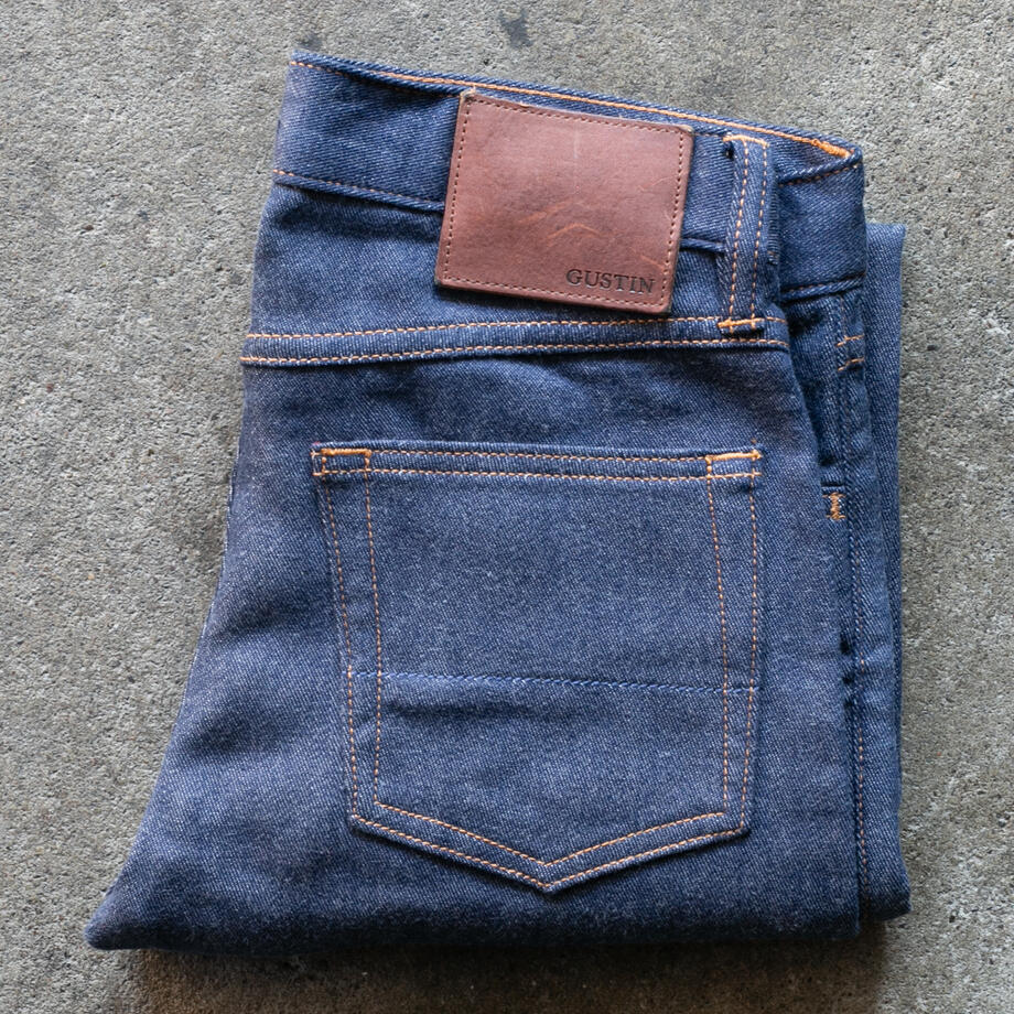 gustin #483 japan double flannel denim - red white blue