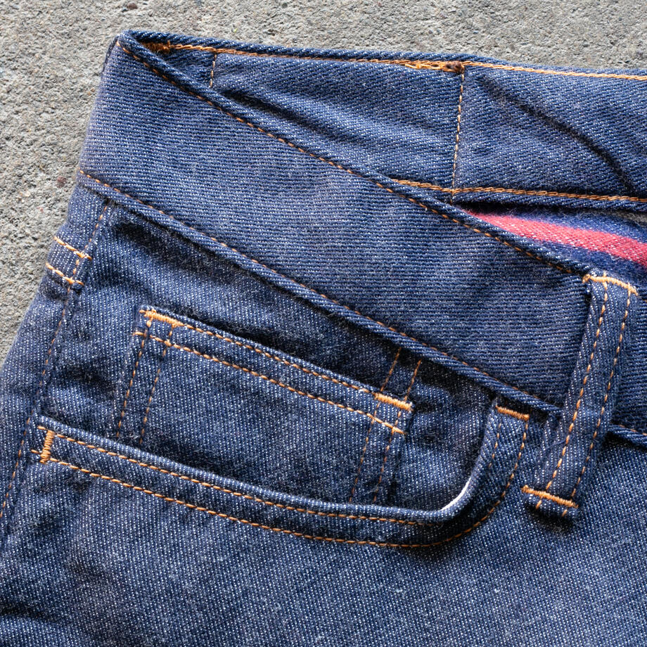 gustin #483 japan double flannel denim - red white blue