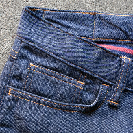 gustin #483 japan double flannel denim - red white blue