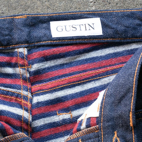 gustin #483 japan double flannel denim - red white blue
