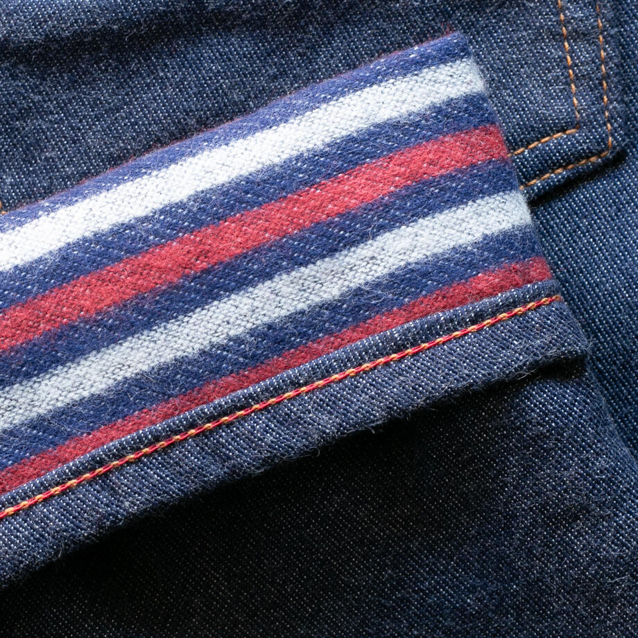 gustin #483 japan double flannel denim - red white blue