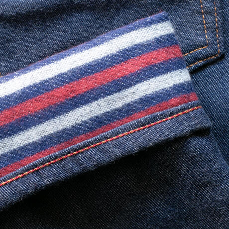 gustin #483 japan double flannel denim - red white blue