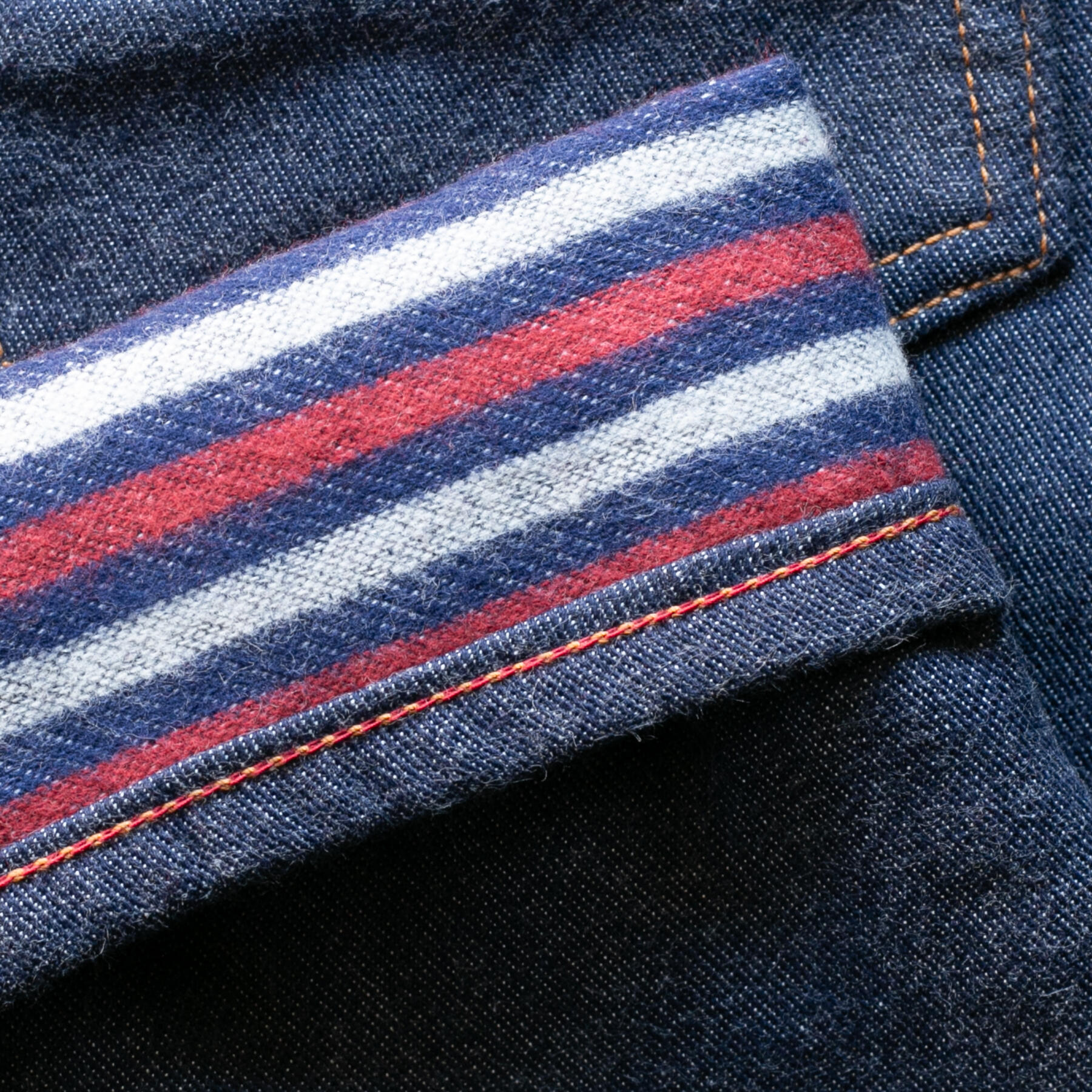 gustin #483 japan double flannel denim - red white blue