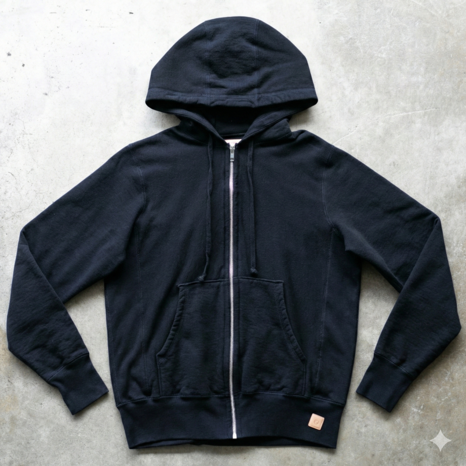 gustin vintage heavyweight zip hoodie - black