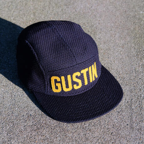 gustin camp hat - monster sashiko indigo - gustin logo