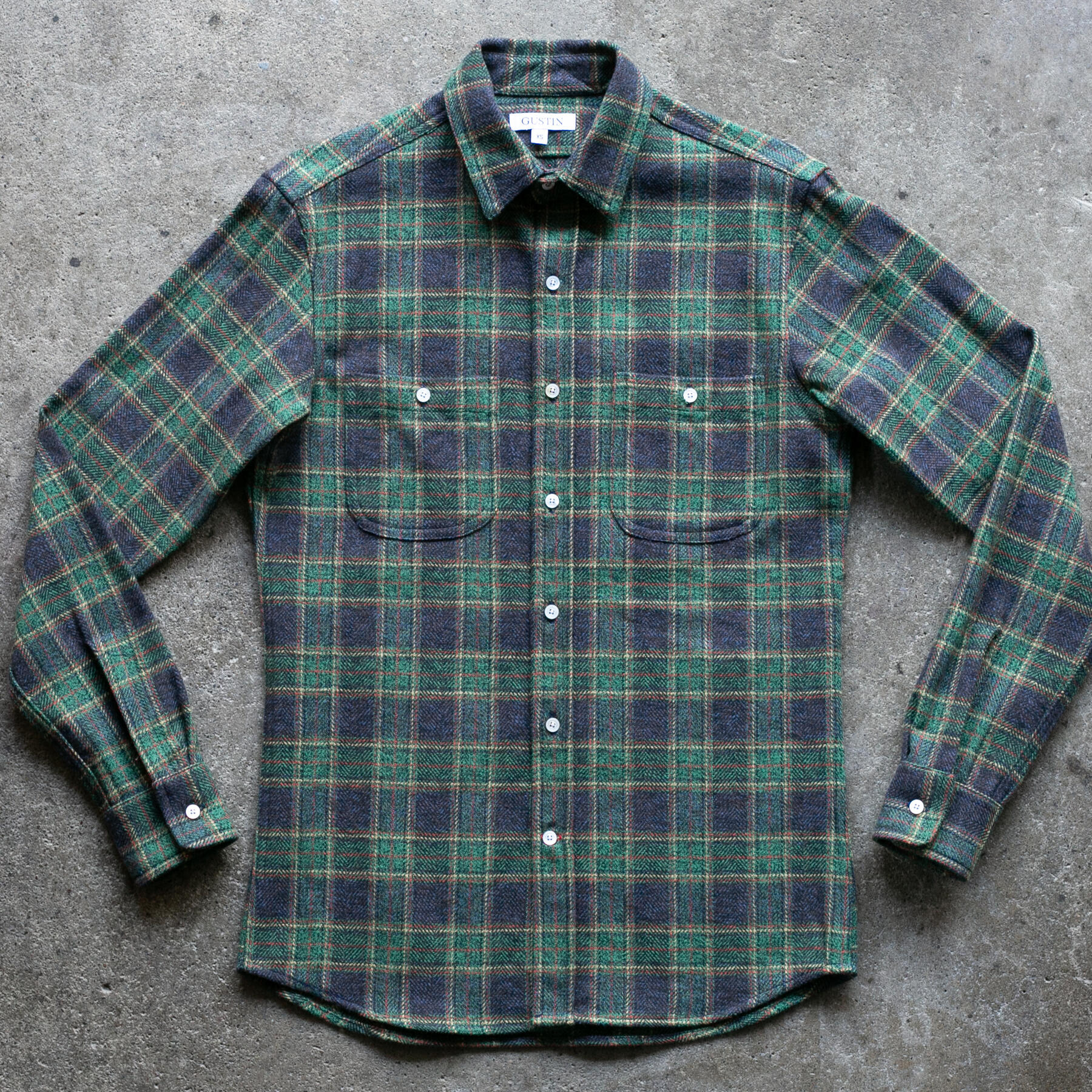 gustin #1332 electric homespun shirt - forest