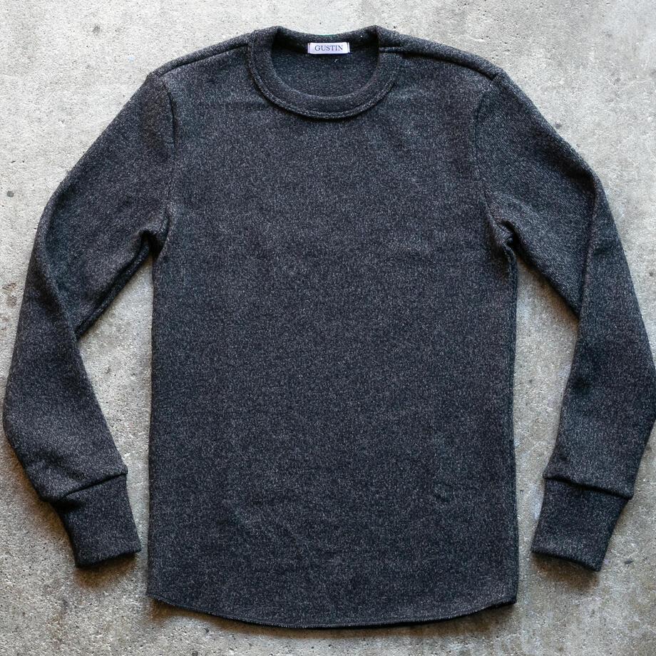 gustin ultrasoft triple twist crewneck - charcoal