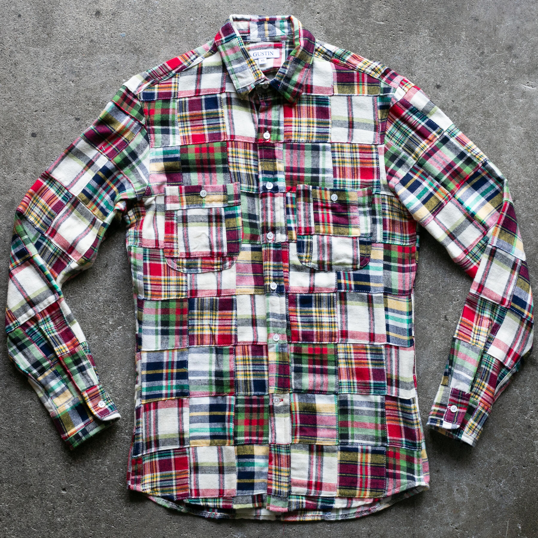 gustin #1337 patchwork shirt - red green