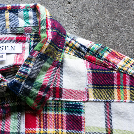 gustin #1337 patchwork shirt - red green